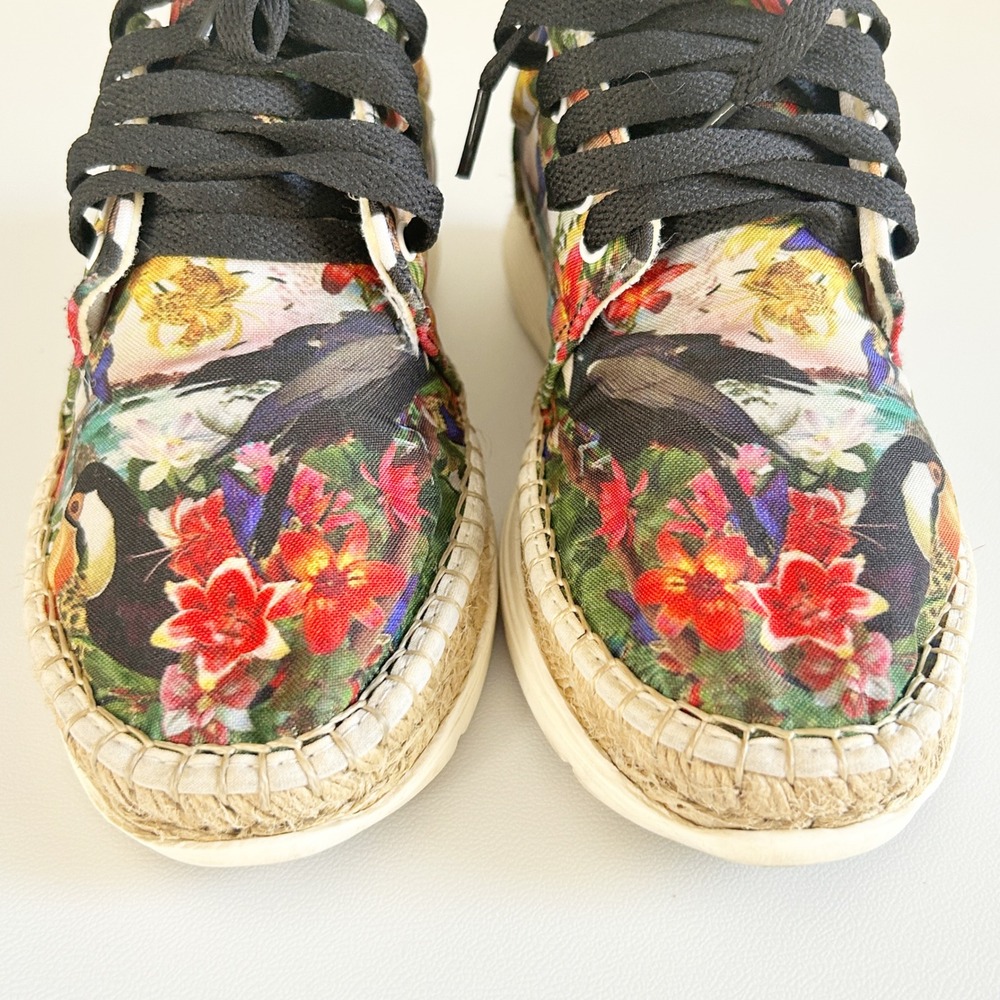 Free People Tropical Toucan Floral Espadrille Platform Jackson Sneakers‎ Size 37 - Picture 3 of 10